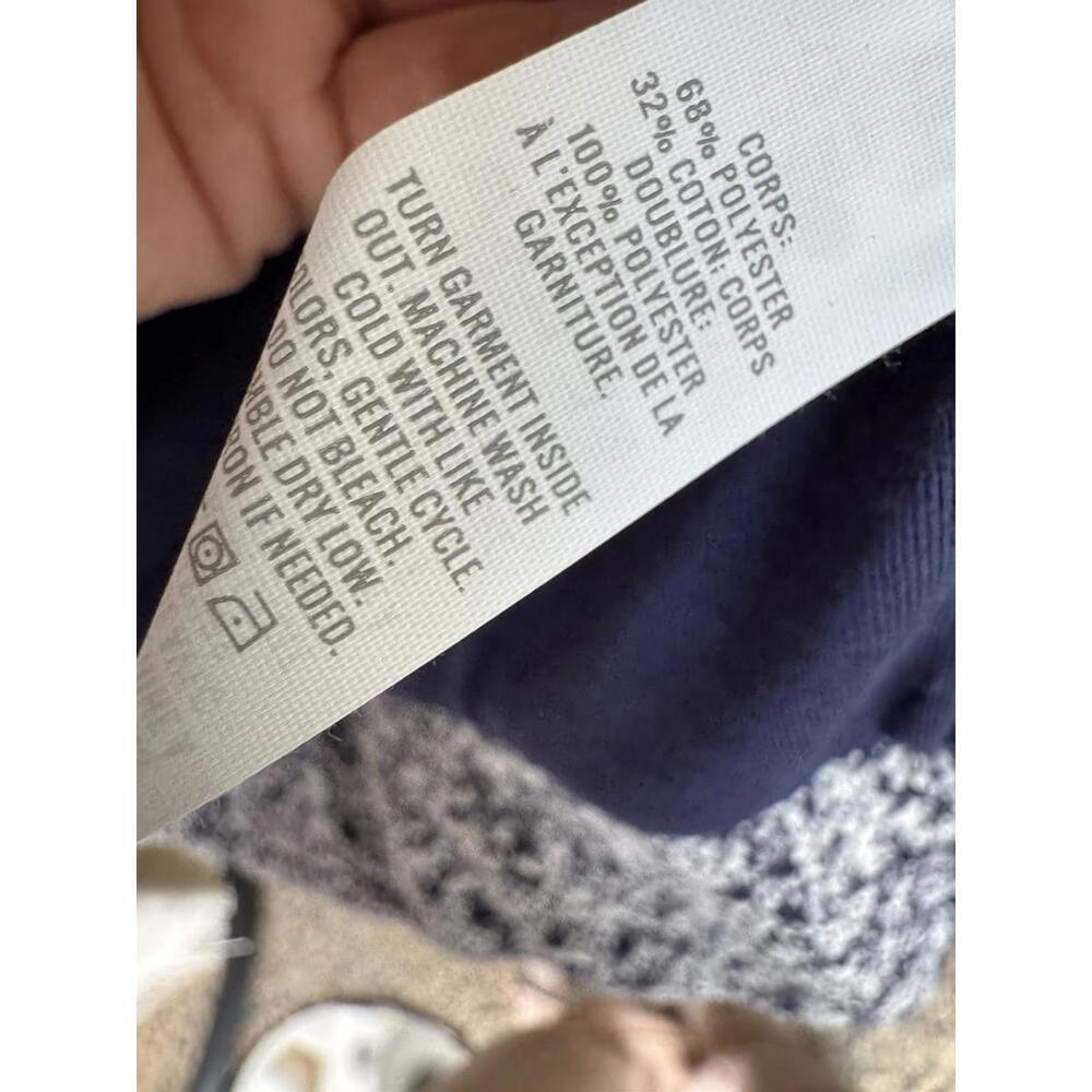 OFFLINE AERIE Boucle Jacket Cardigan Tweed Navy Faux Leather Trim Sz M - Picture 10 of 11